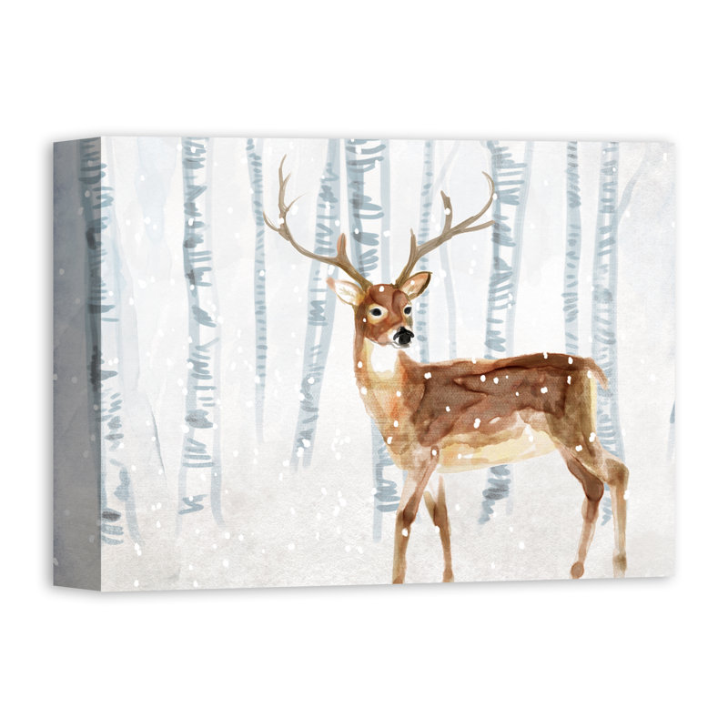 Loon Peak Deer In Winter Wonderland Graphic Art Print On Canvas