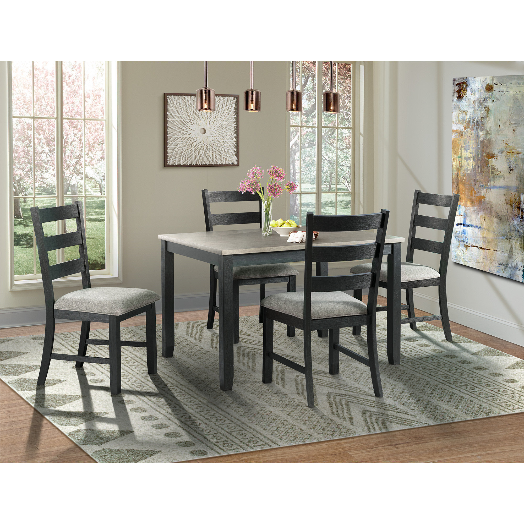 black 5 piece dining room set