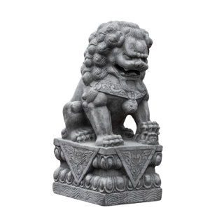 Foo Dog Garden Statues Wayfair Garden Foo Dog Statue On Wave Plinth