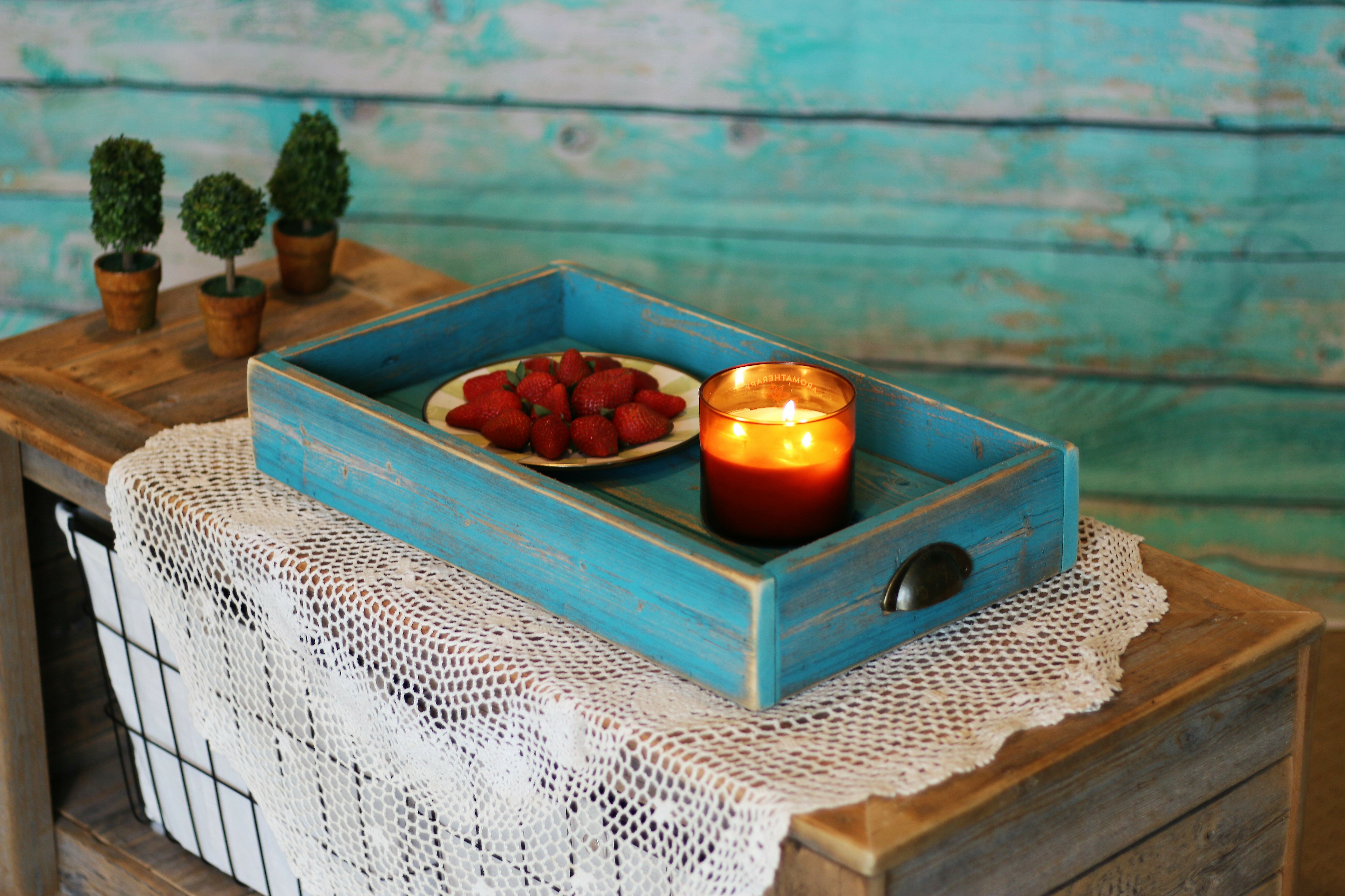 turquoise ottoman tray