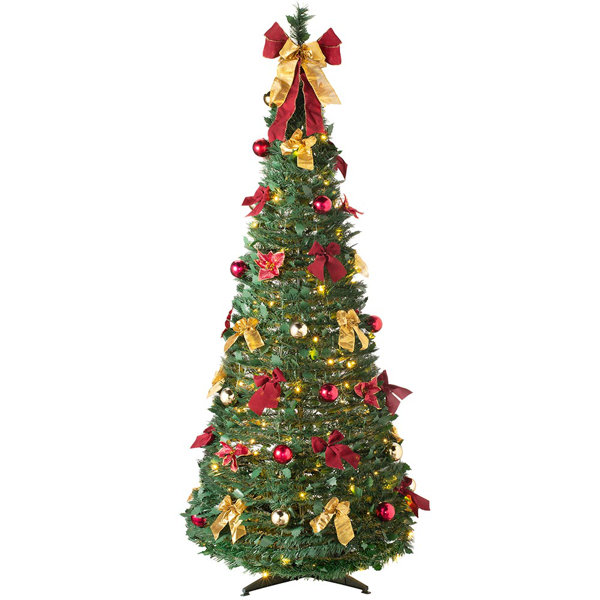 The Seasonal Aisle Pre-Lit Pop Up Decorated 6ft Green Artificial Christmas Tree with 150 Warm