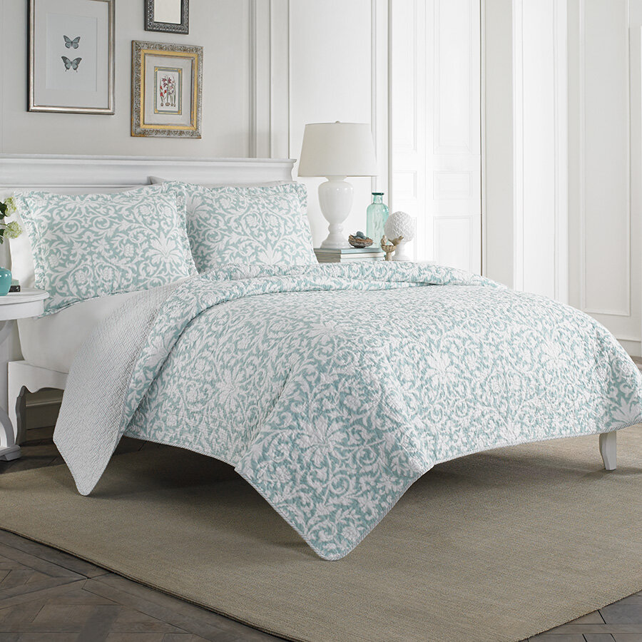 Laura Ashley Mia Soft Blue Quilt Set Reviews Birch Lane