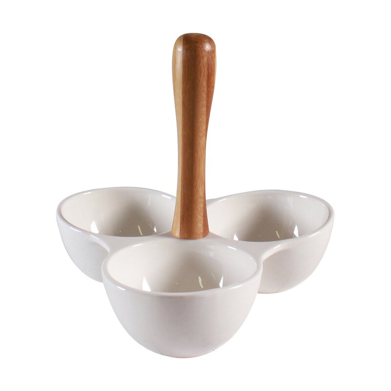 Ciroa 3 Compartment Serving Dish With Bamboo Handle | Wayfair.ca