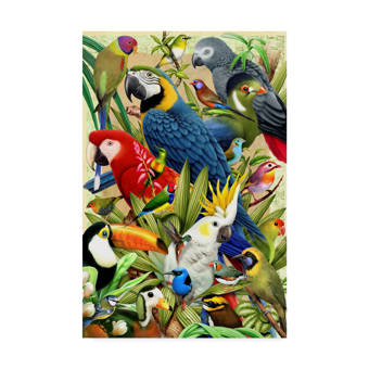 Trademark Art Tropical Colorful Birds Acrylic Painting Print On