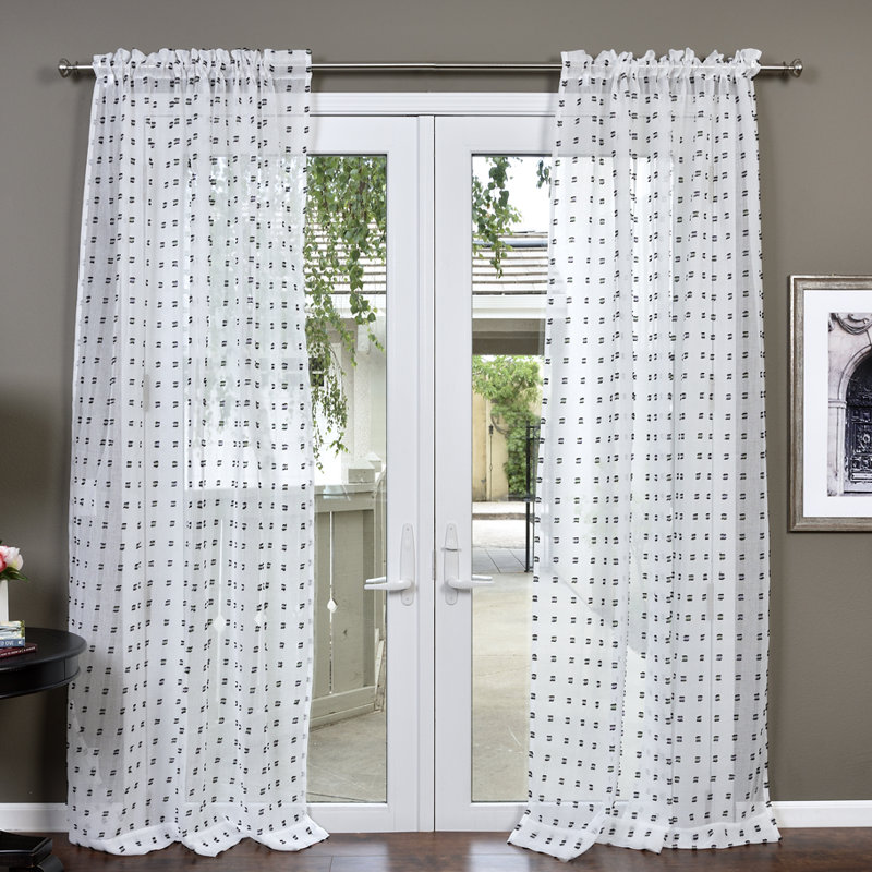 Latitude Run Stach Polka Dots Sheer Rod Pocket Single Curtain