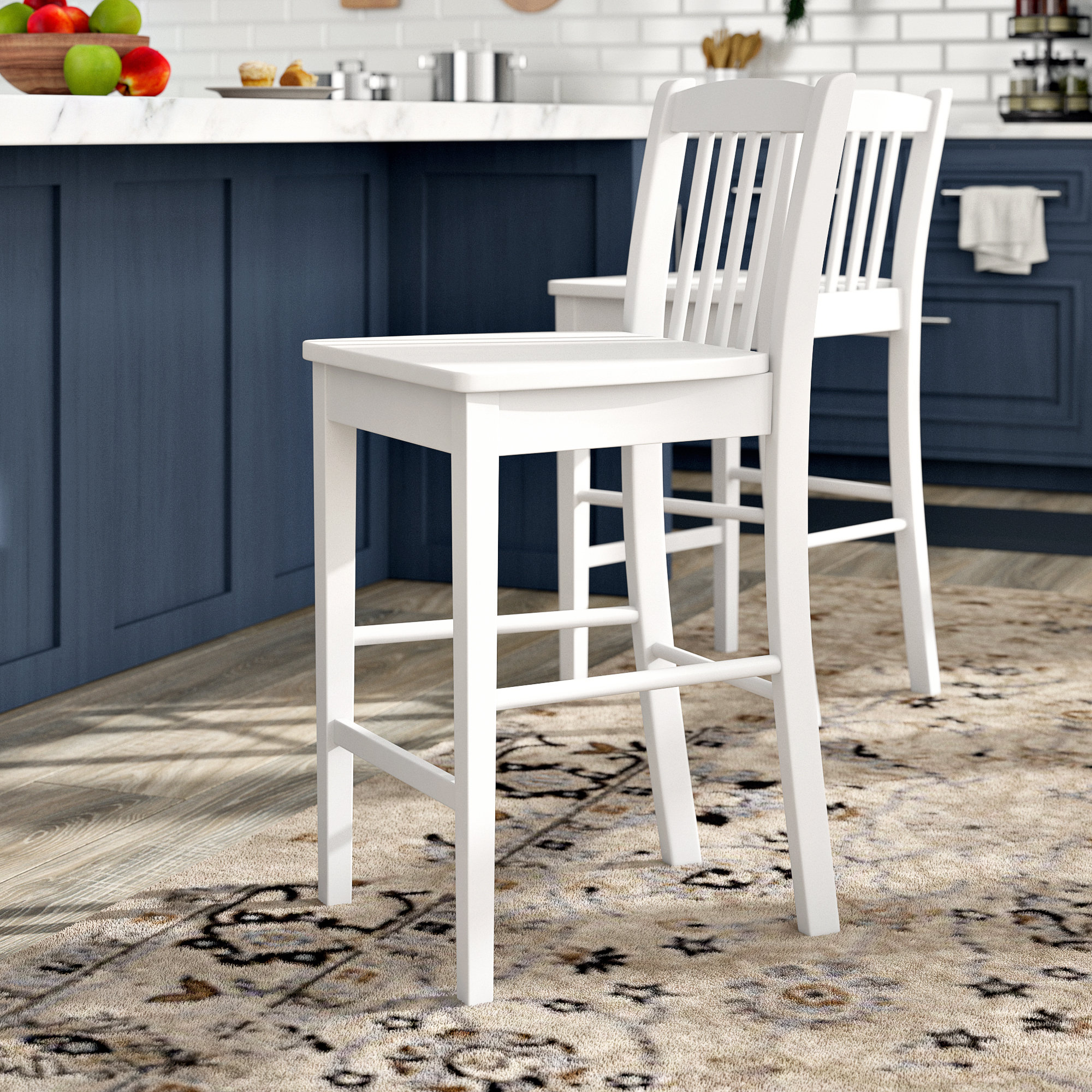 white wood counter chairs