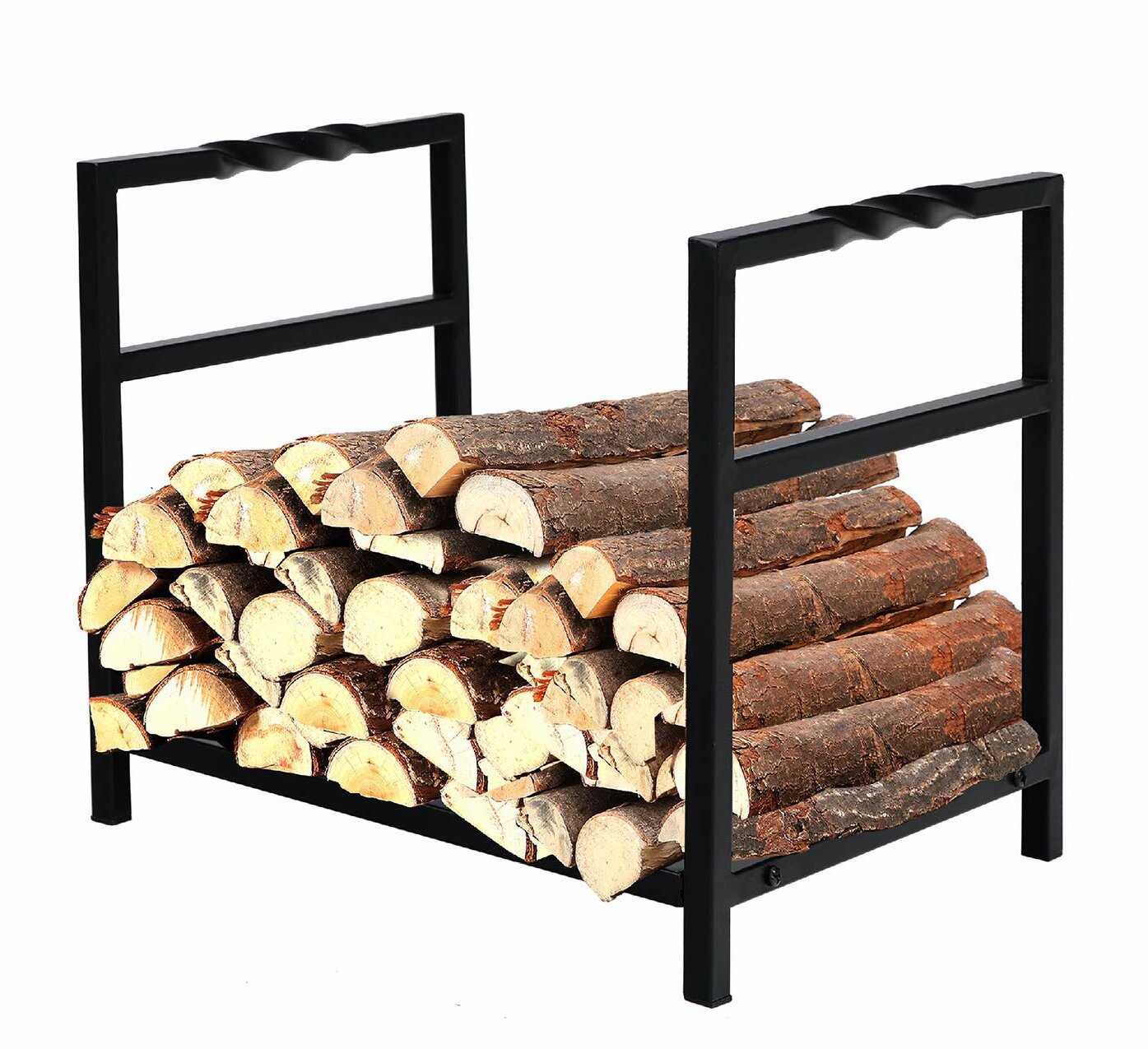 8' Heavy Duty Scroll Steel Bronze Finish Outdoor Firewood Storage Log Rack
