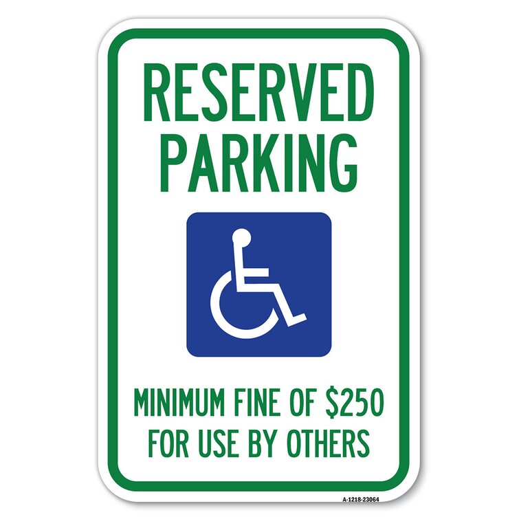 SignMission Reserved Parking Minimum Fine Of $250 For Use By Others ...