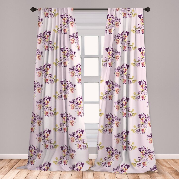 Curtain Printed to measure Photo Curtain "Orchid" Curtain with Motif Digital Printing