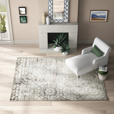 Brandt Floral Dark Gray Area Rug