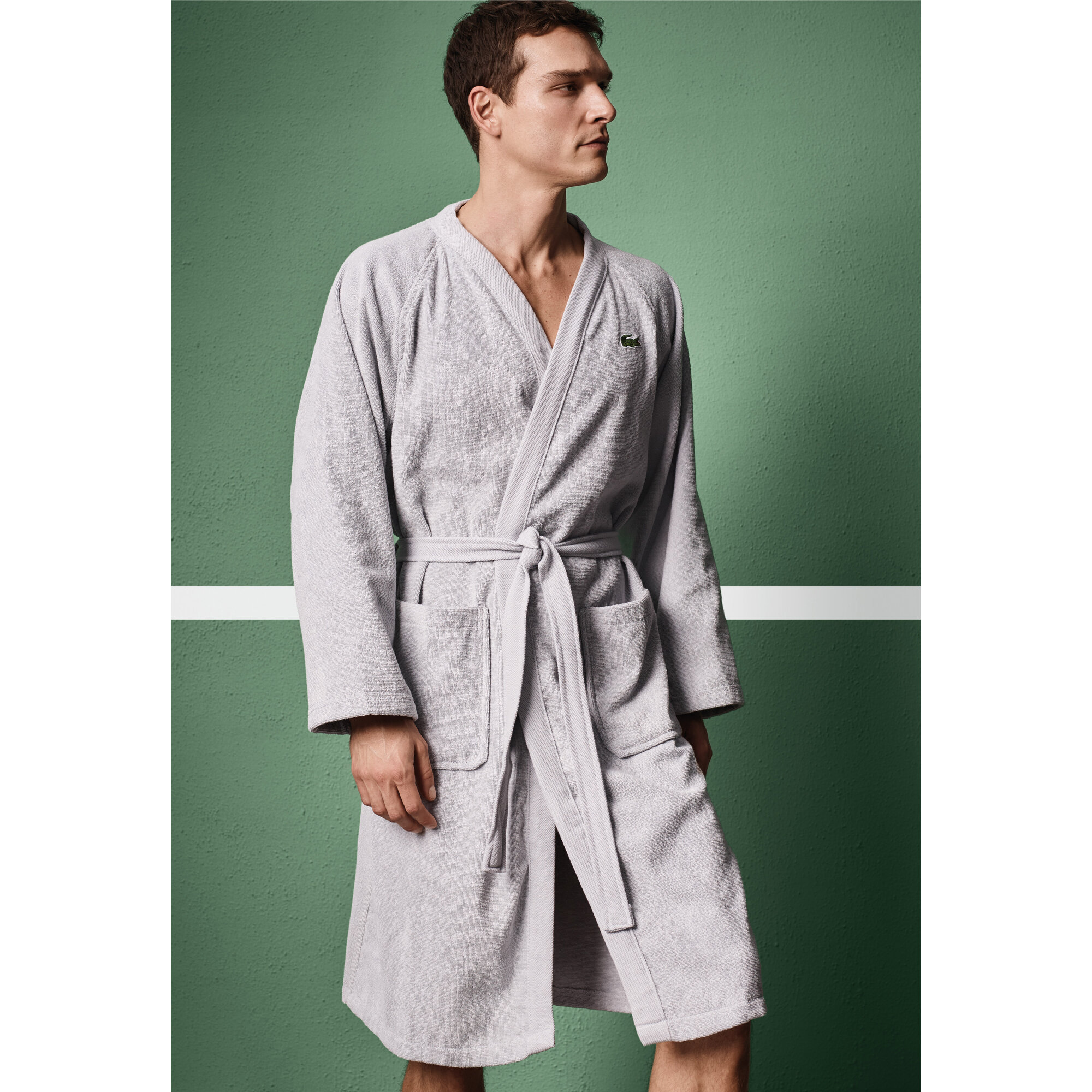 lacoste pique bathrobe