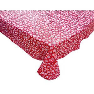 Snow Flake Vinyl Tablecloth with Polyester Flannel Backing