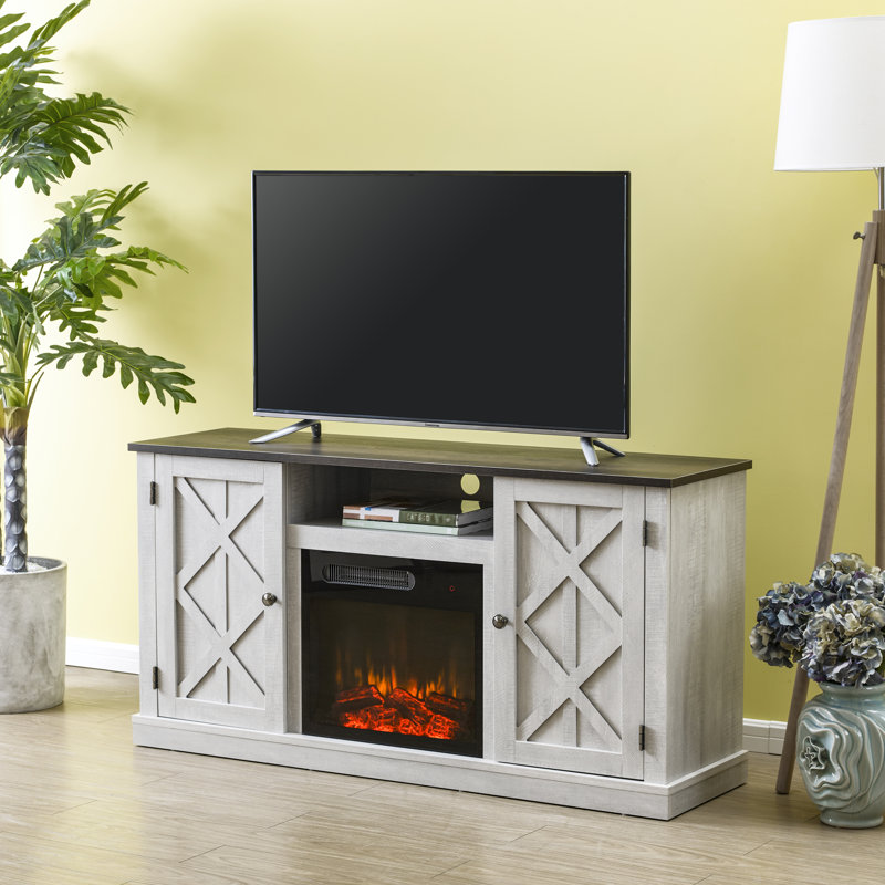 Gracie Oaks Earlimart Tv Stand For Tvs Up To 60 With Electric Fireplace Included Reviews Wayfair