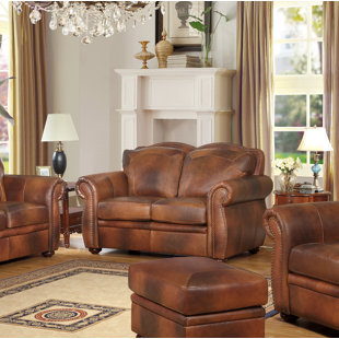 Danieli Leather Loveseat by Canora Grey Today Only Sale