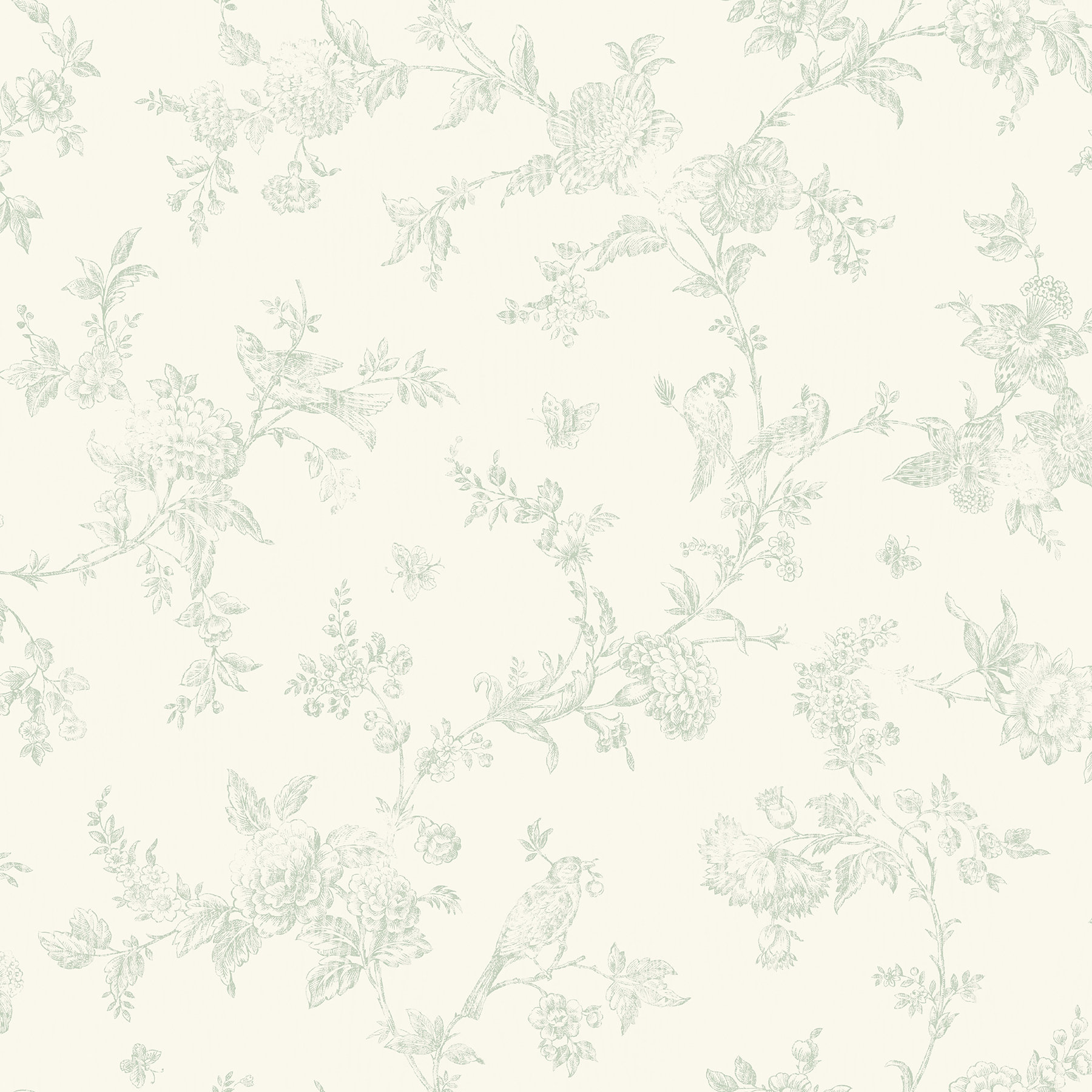 August Grove French Nightingale Sage Floral Scroll Wallpaper Wayfair