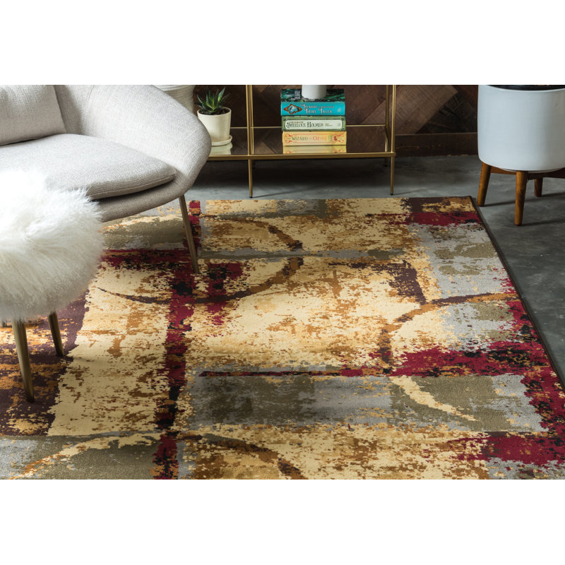 Bloomsbury Market Jaidan Abstract Cream Dark Brown Beige Area Rug