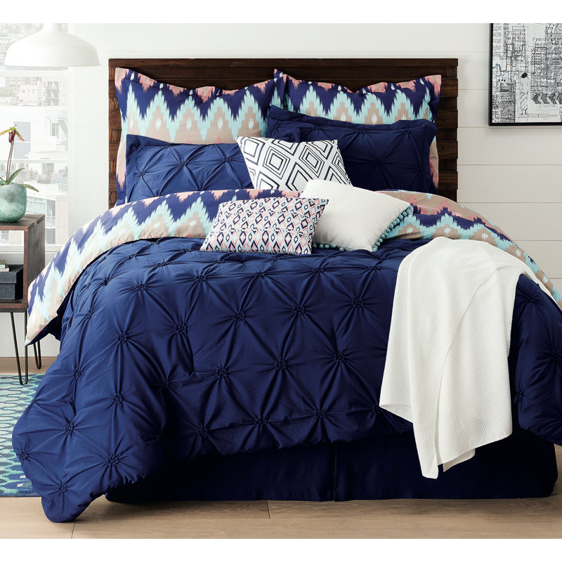 Wrought Studio Bayfield Navy Reversible 10 Piece Comforter Set Reviews Wayfair