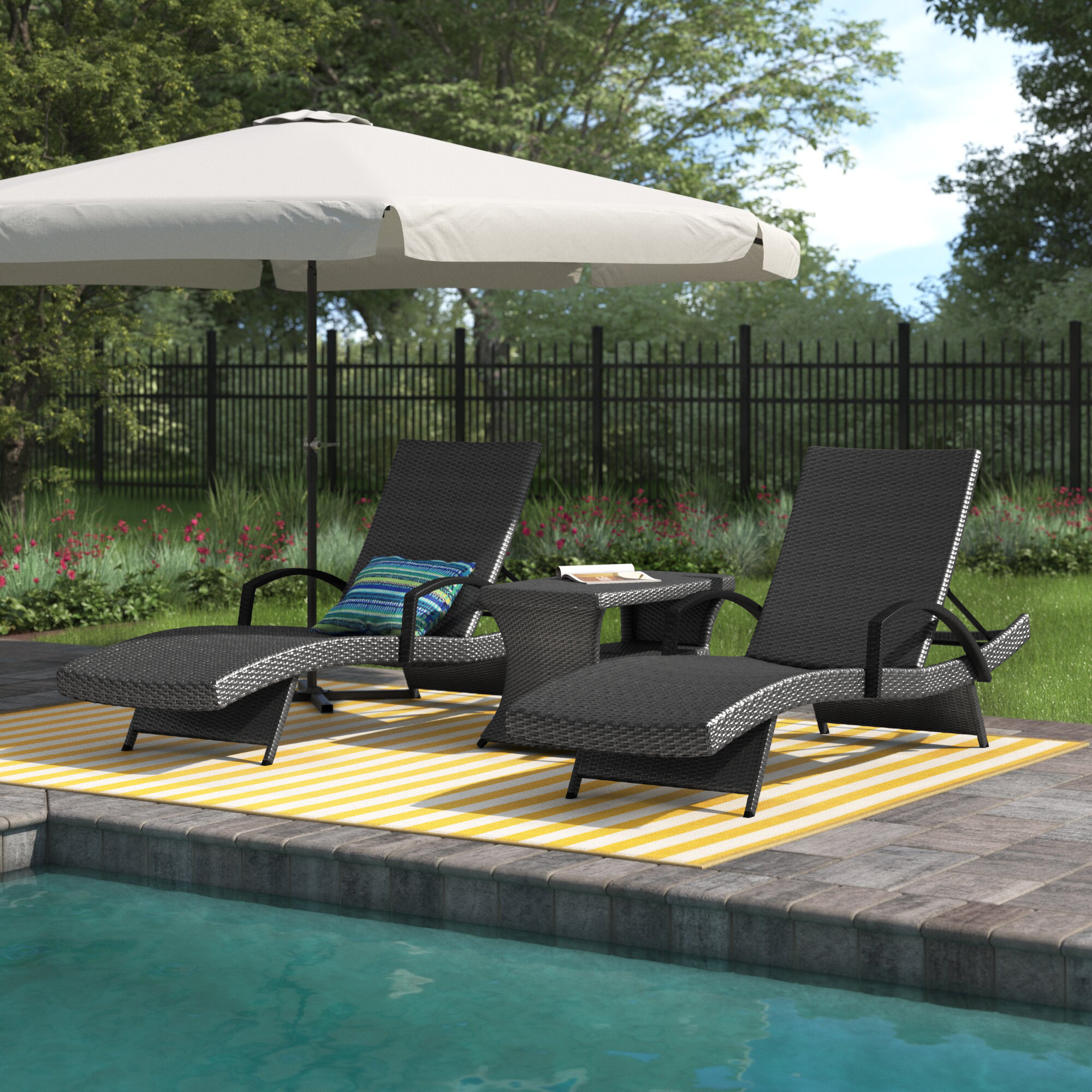 Sol 72 Outdoor™ Rebello Long Reclining Chaise Lounge Set & Reviews