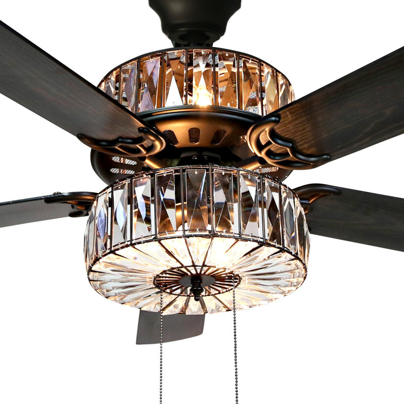 River Of Goods 52 Caged Crystal 5 Blade Ceiling Fan With Remote