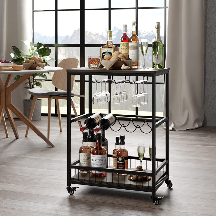 Lex 23.6'' Wide Bar Cart with Wine Bottle Storage