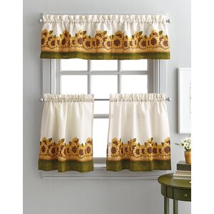 Pierceton Sunflower Graden 3 Piece Kitchen Curtains