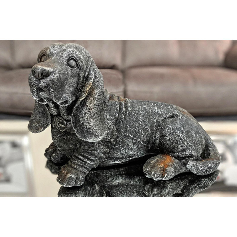 Matte Black Basset Hound Hood Ornament – Die Cast Metal By United Pacific