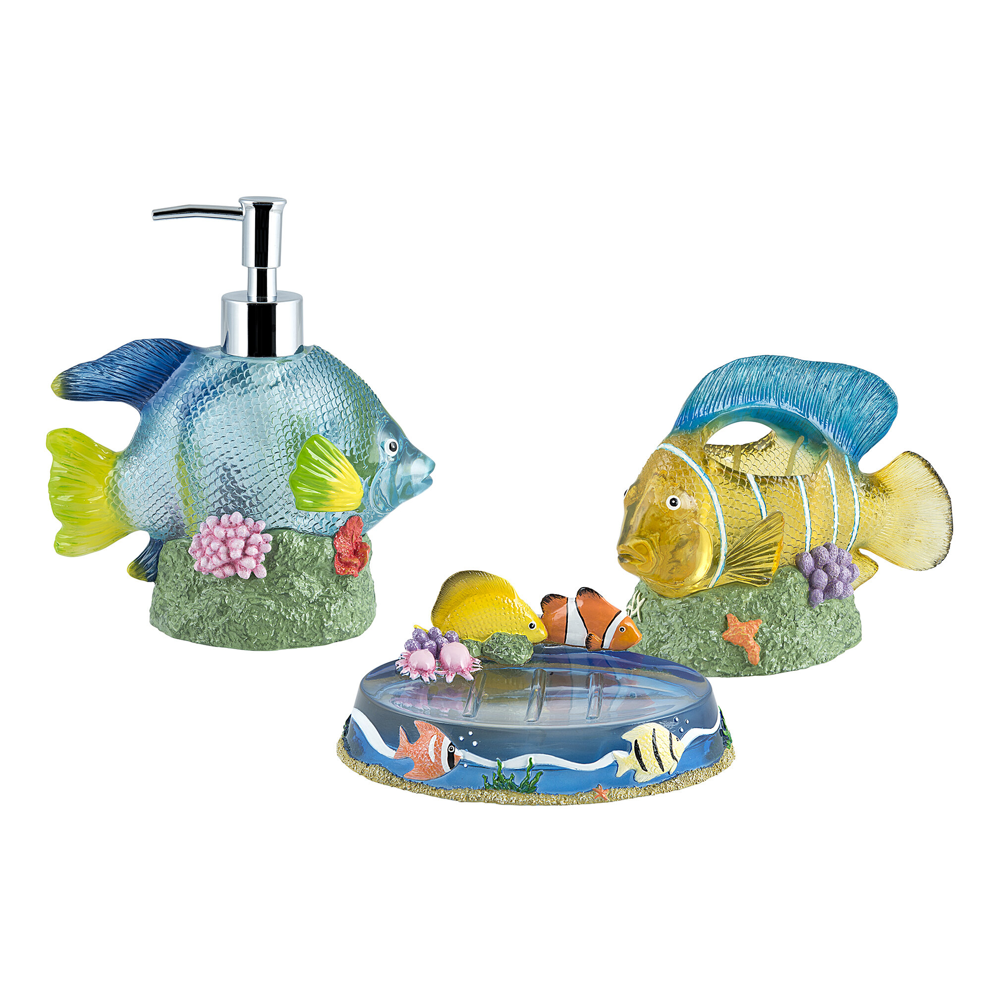 Dovecove Kaiden Under The Sea Lotion Pump/Toothbrush Holder/Soap Dish 3Pc  Set & Reviews | Wayfair
