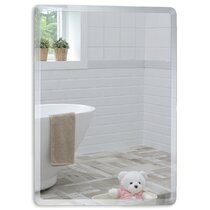 60cm Square Bevelled Wall Mirror Frameless Hallway Bathroom Dressing Wall Mirror