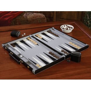 Backgammon Set with Portable Folding Wooden Board and Cotton Tote Travel Bag 