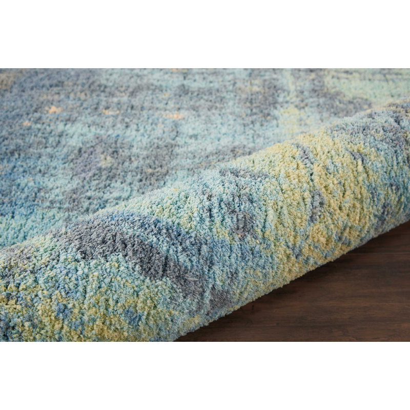 Foundstone Dion Abstract Hand Tufted Green Blue Gold Area Rug Wayfair