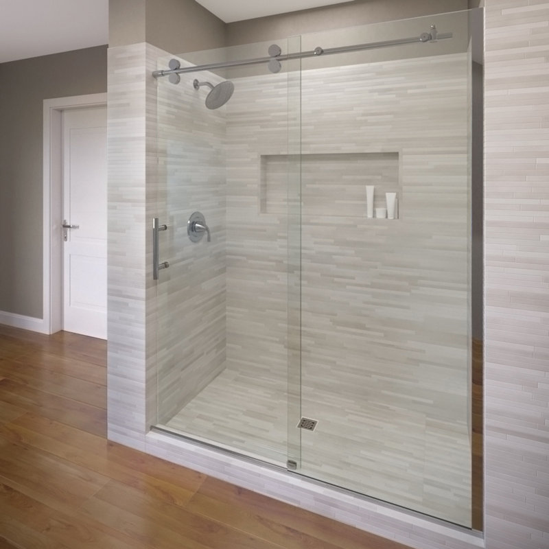 Basco Vinesse 45 W X 76 H Single Sliding Semi Frameless Shower Door Wayfair