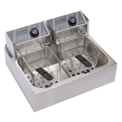 5000W Electric Deep Fryer 12.7QT Commercial Stainless Steel Restaurant Fry Basket