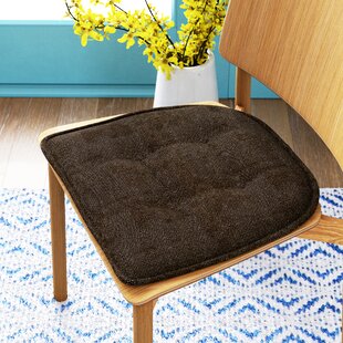 17x17 Inches- Dining Chair Pad Cushion with Ties- Classic Design- Easy Fit to Chair Set of 4 COTTON CRAFT Buffalo Check Chairpad -Grey
