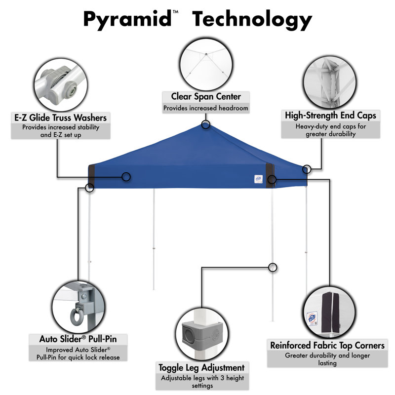 E Z Up Pyramid 10 Ft W X 10 Ft D Steel Pop Up Canopy Reviews Wayfair
