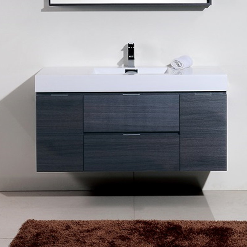 Wade Logan Tenafly 48 Single Wall Mount Modern Bathroom Vanity Tenafly 48 Single Wall Mount Modern Bathroom Vanity Set