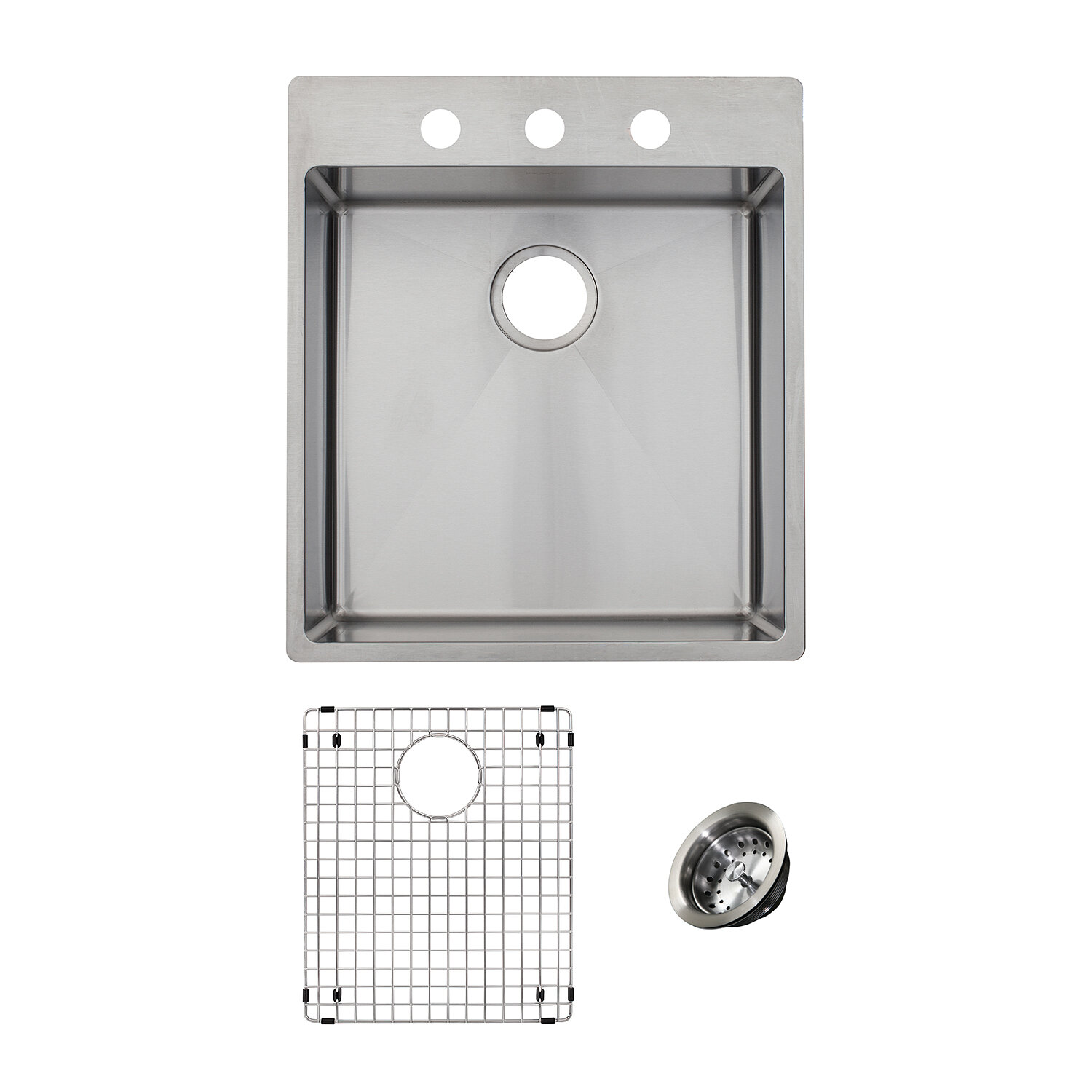 Vector Dual-mount Satin Stainless Steel Kitchen Sink All-in-One Kit 