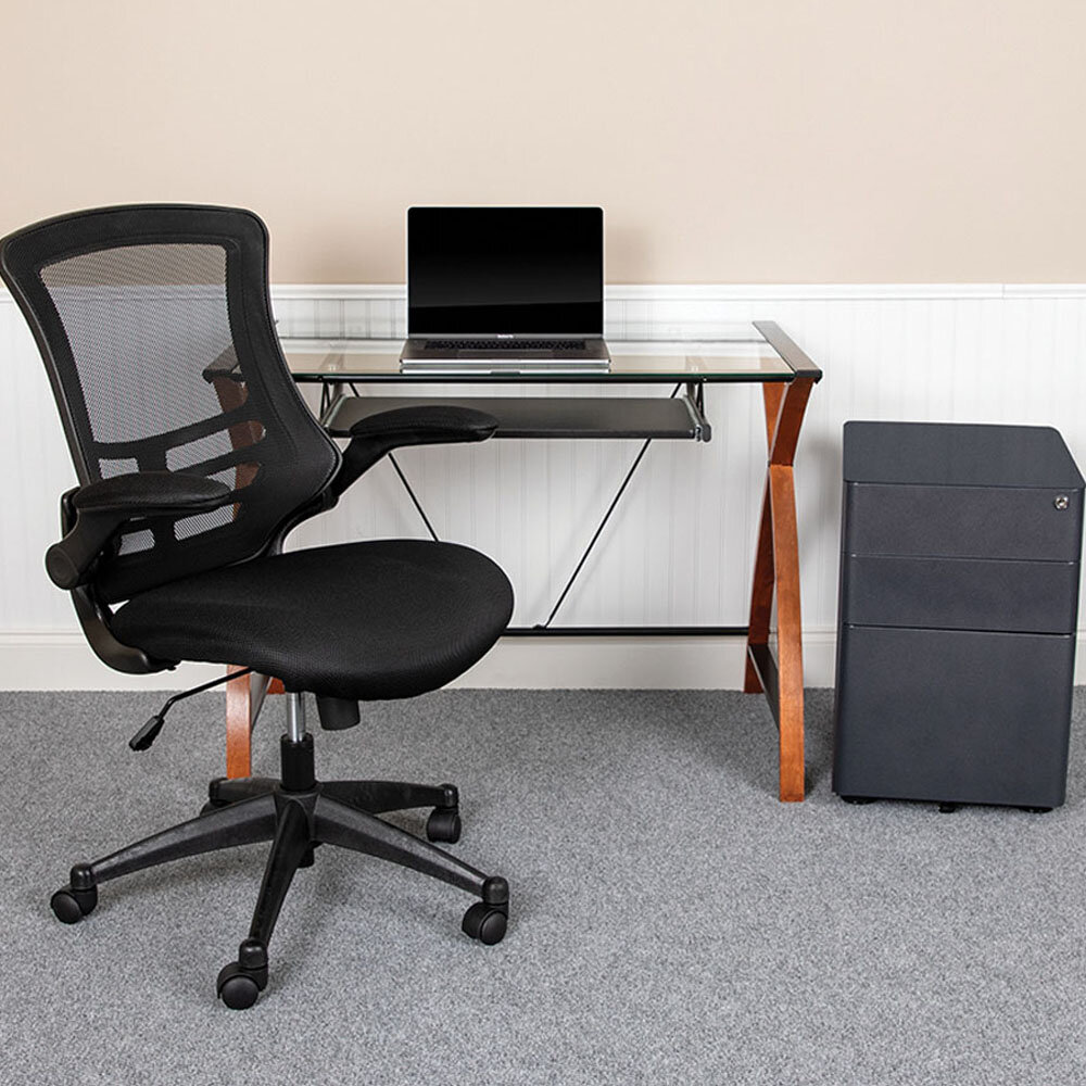 glass desk and chair set