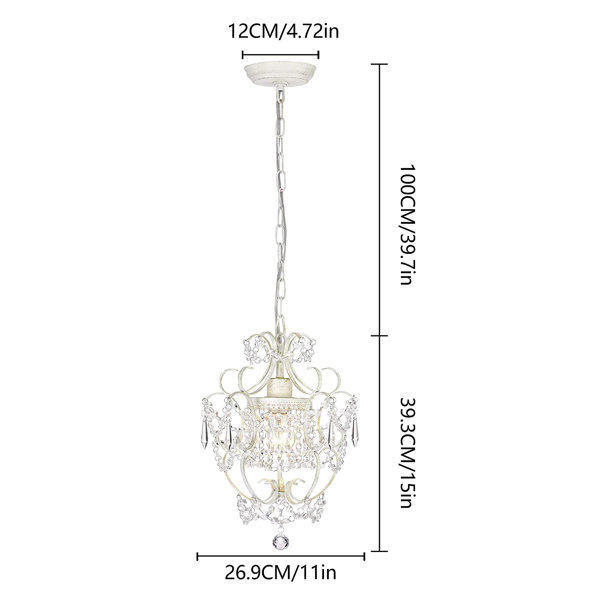 White Chandelier Crystals Chandeliers Light Fixture 1 Light Small Chandelier