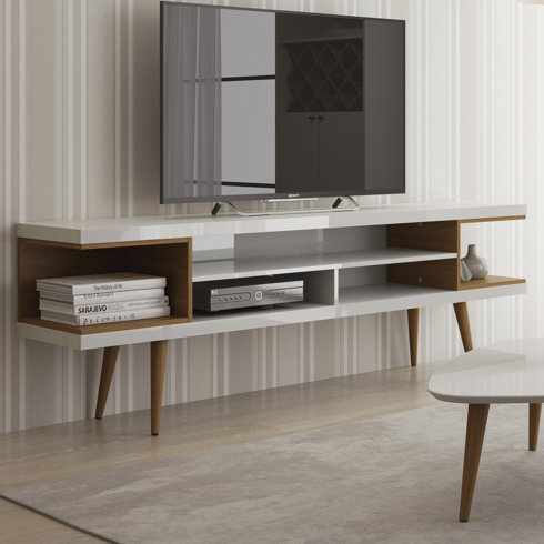 George Oliver Lemington 70 47 Tv Stand With Splayed Wooden Legs And Lemington 70 47 Tv Stand With Splayed Wooden Legs And 4 Shelves