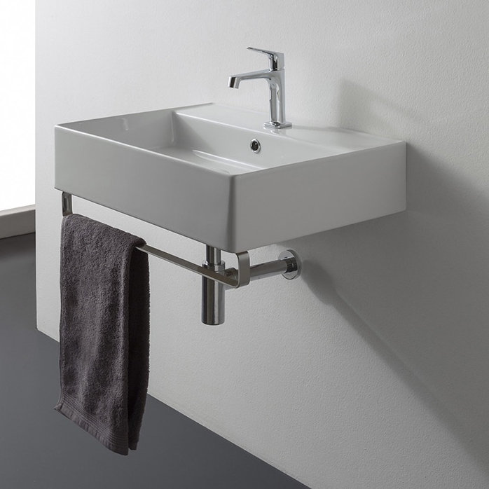 Scarabeo By Nameeks Teorema White Ceramic Rectangular Wall Mount Bathroom Sink With Overflow Reviews