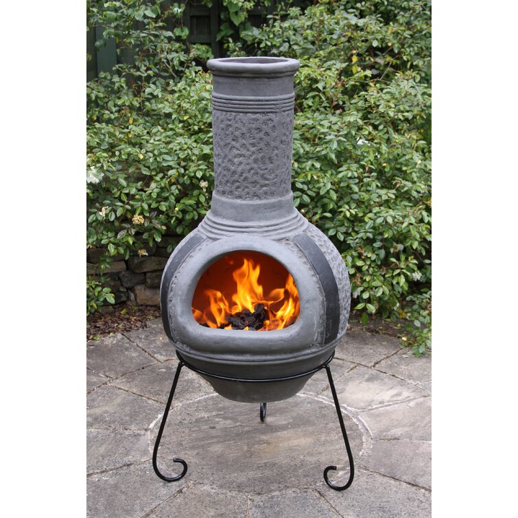 Clay Chimenea Transfoms to Barbeque Patio Heater BBQ 2 part chiminea Fire Pit