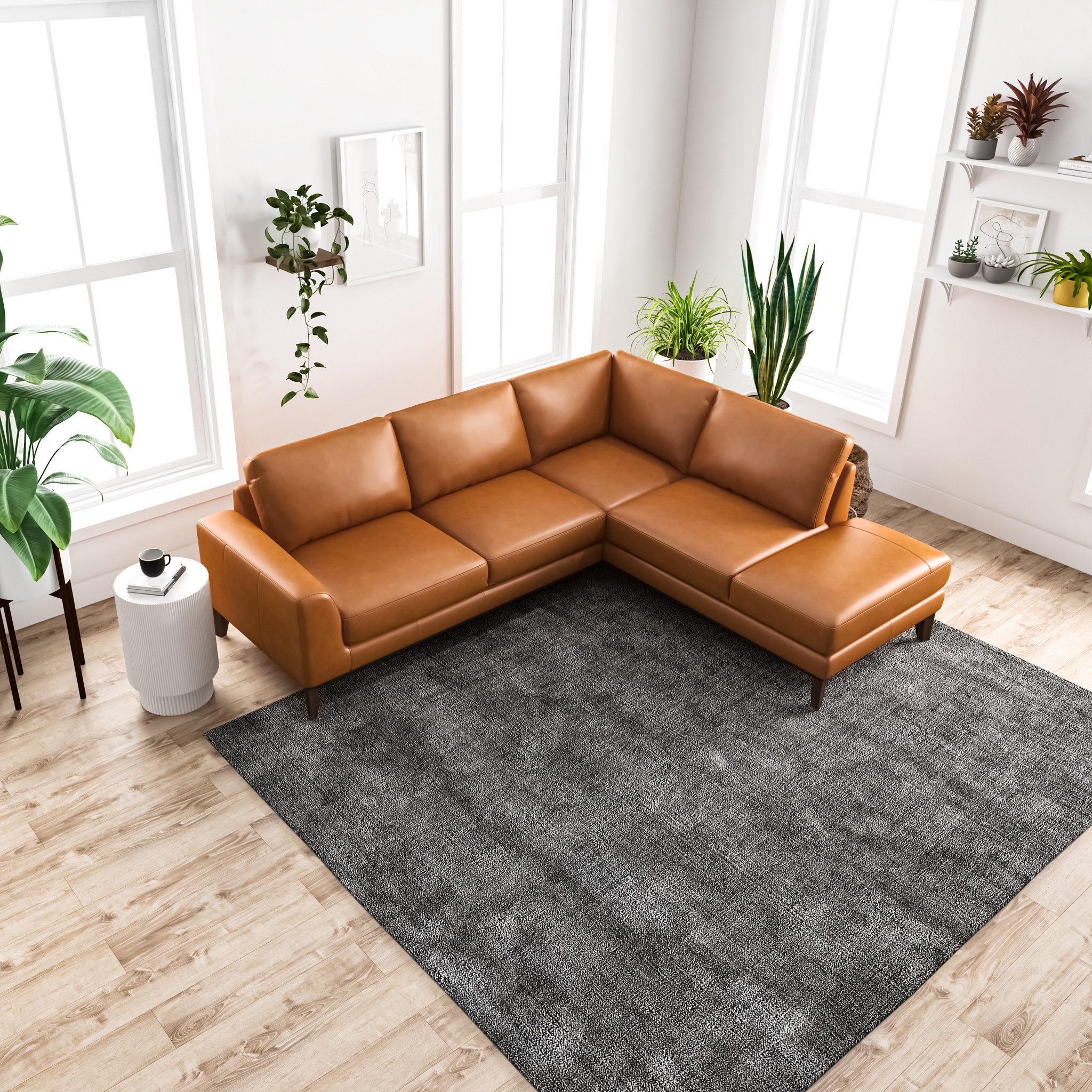 Mary 97″Genuine Leather Sofa & Chaise