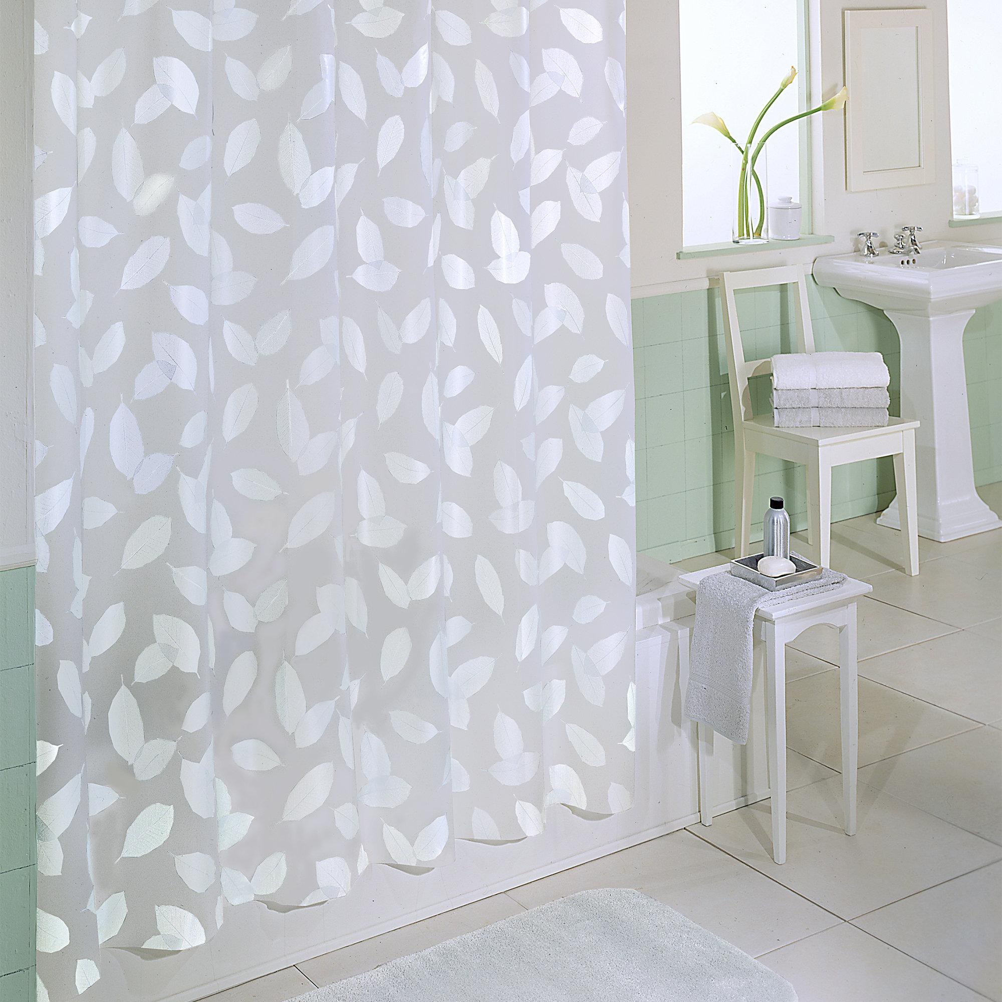 Gracie Oaks Commodore Modern Leaf Vinyl Shower Curtain Wayfair