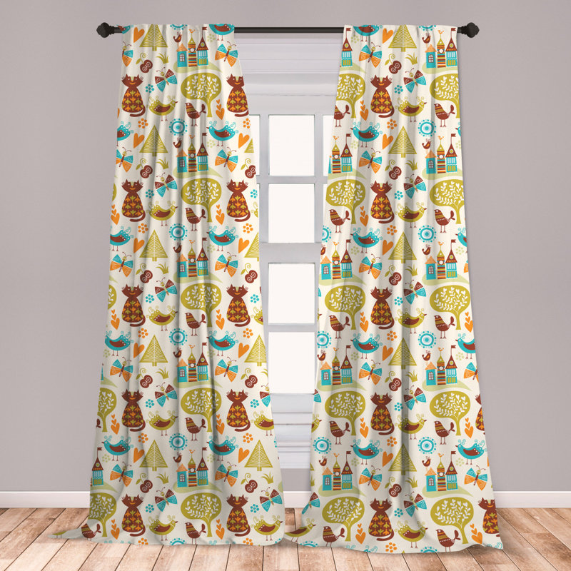 Garden Curtains Yellow Sunflower With A Butterfly Kitchen Curtains Window Drapes 2 Panels Set Curtains Drapes Valances