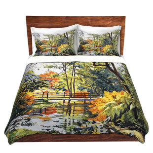 Go to store & view more images Winston Porter Toccoa David Lloyd Glover Autumn Water Bridge Microfiber Duvet Covers