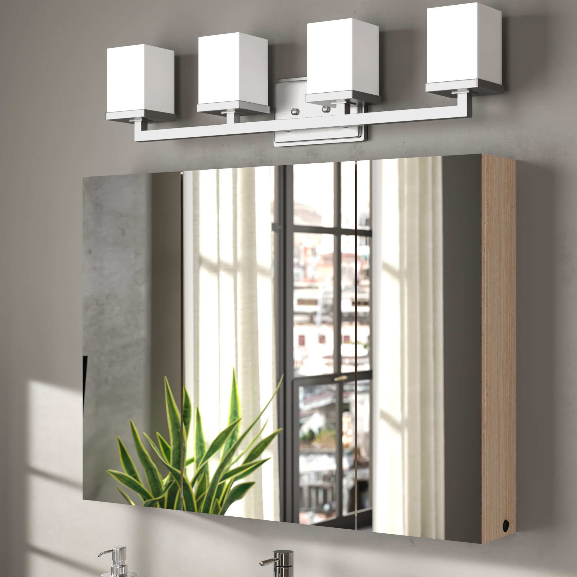Kearny 68cm X 90cm Surface Mount Mirror Cabinet With Lighting Kearny 68cm X 90cm Surface Mount Mirror Cabinet With Lighting