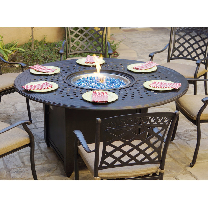 Fleur De Lis Living Slavens Patio Dining 60 Round Aluminum