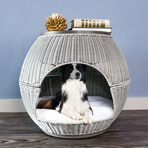 Deluxe Wicker End Table Cat Bed