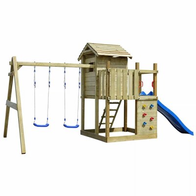 Freeport Park Wooden Ladder Slide Swing Set | Wayfair.co.uk