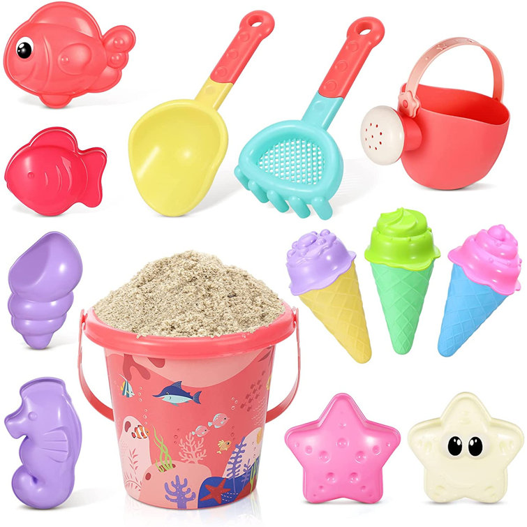 6 Pieces Kids Beach Sand Toys Set Sandbox Toys Gift with Bucket Shovel Rake 